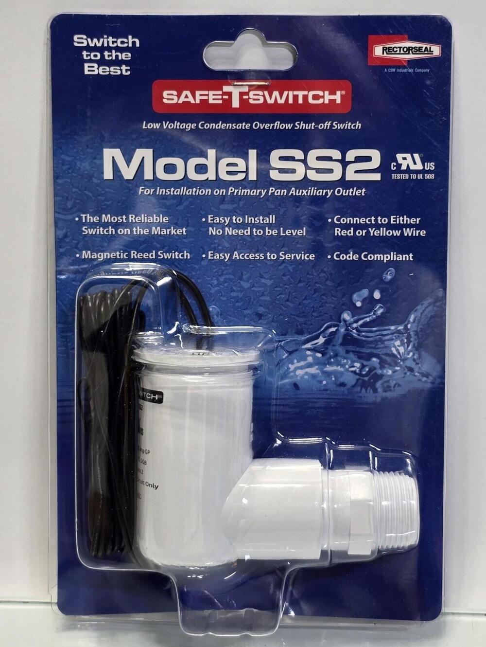RectorSeal Safe-T-Switch SS2 Condensate Overflow Shutoff Switch HVAC Drain Sys.